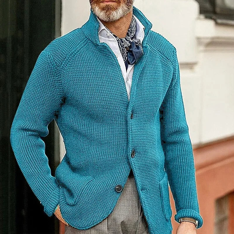 Langford | Waffle-Knit Stand-Collar Cardigan