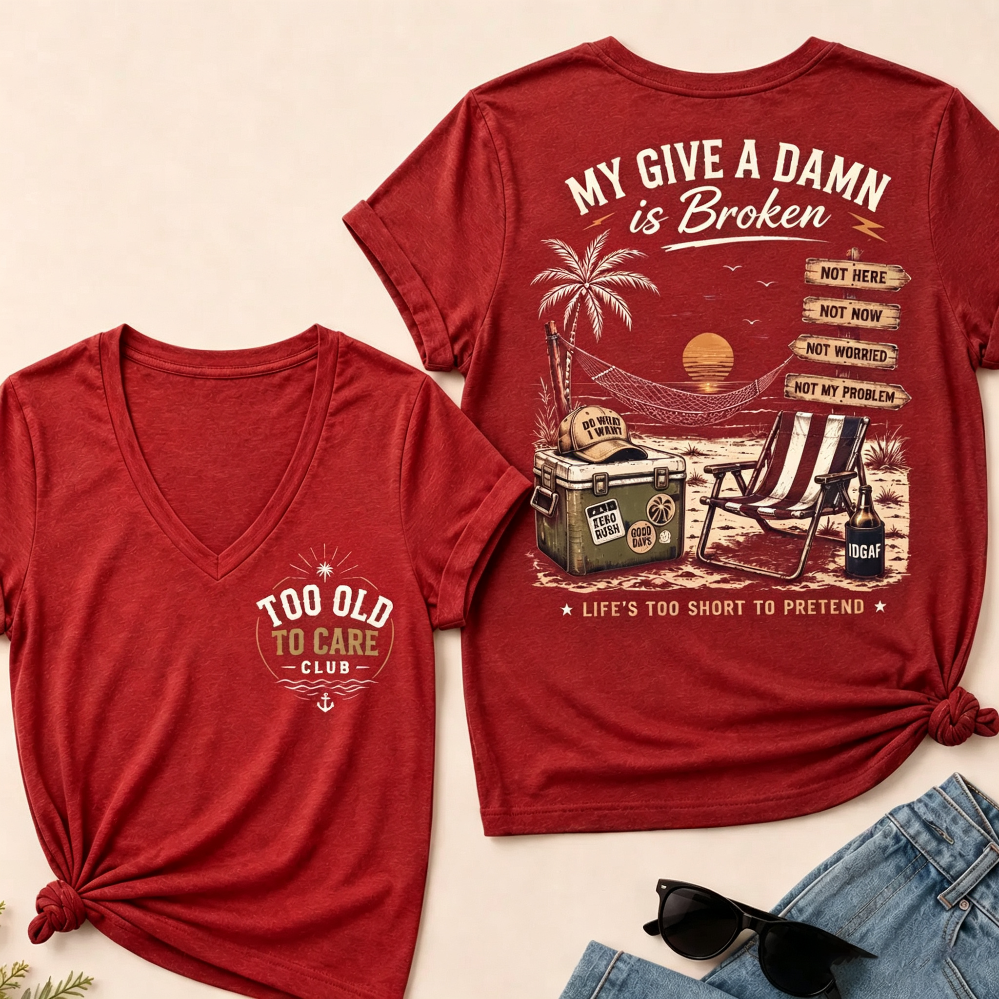 Women's My Give A Damn Is Broken V-Neck T-Shirt
