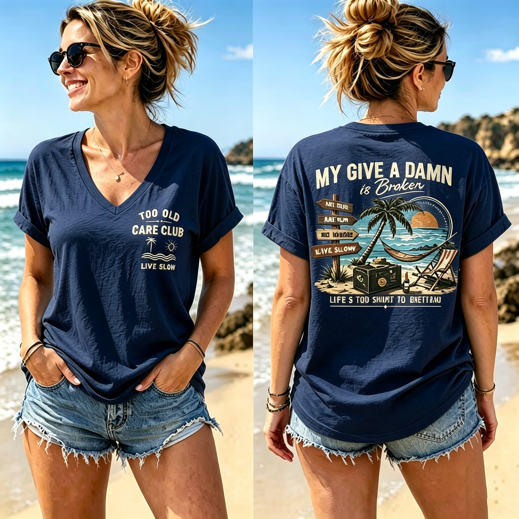 Too Old Care Club My Give A Damn Is Broken – Funny Beach Retirement T-Shirt for Men