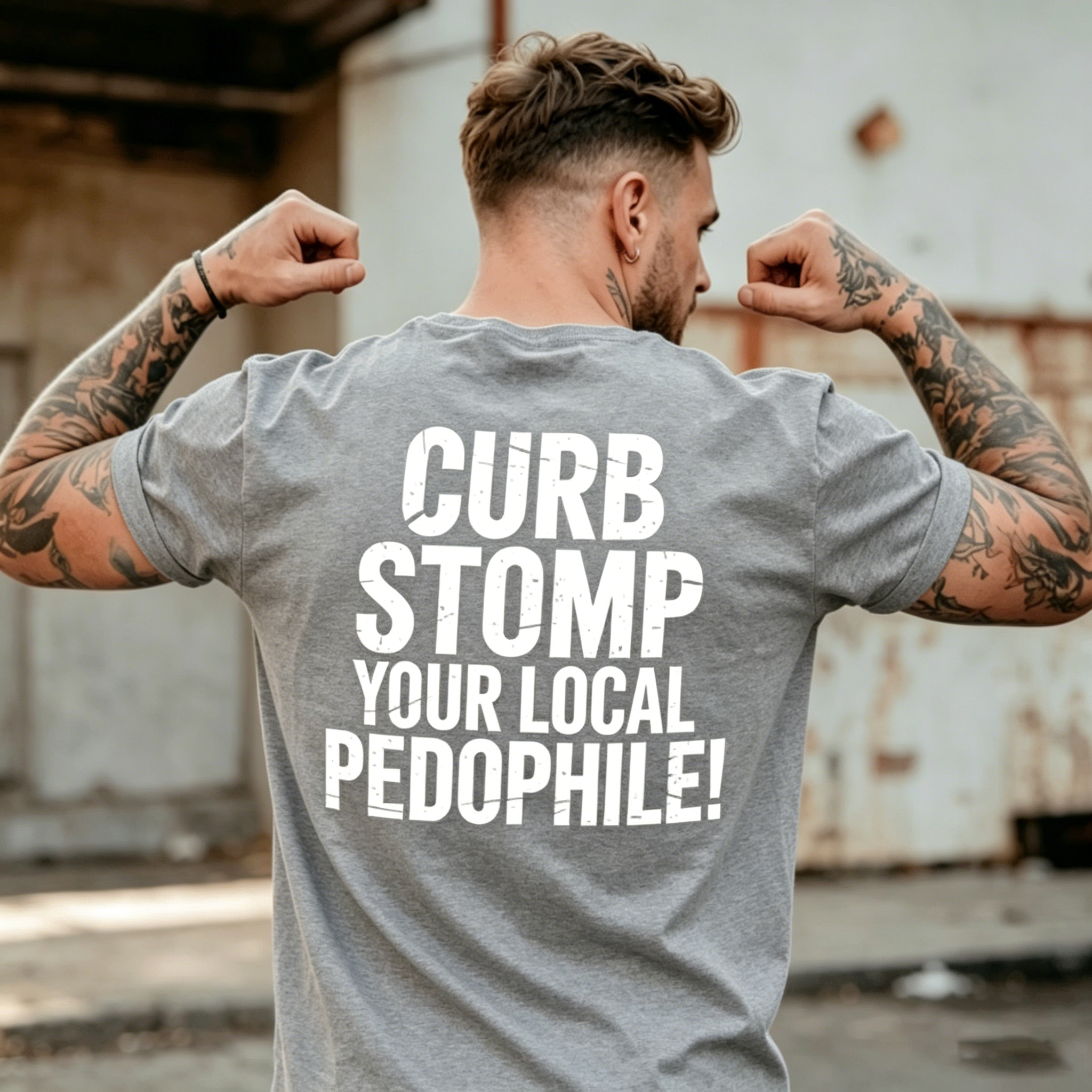 24-Hour Flash Deal👕🖤"CURB STOMP YOUR LOCAL PEDOPHILE" Printed Men's T-shirt