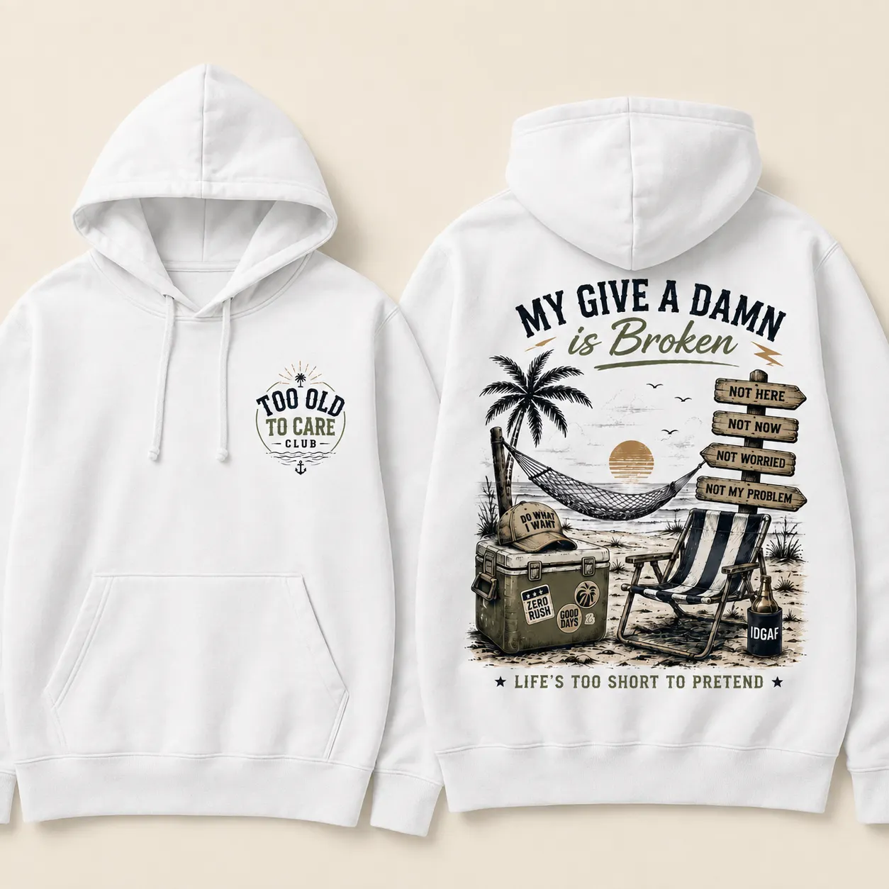 My Give A Damn Is Broken Retro Beach Hoodie