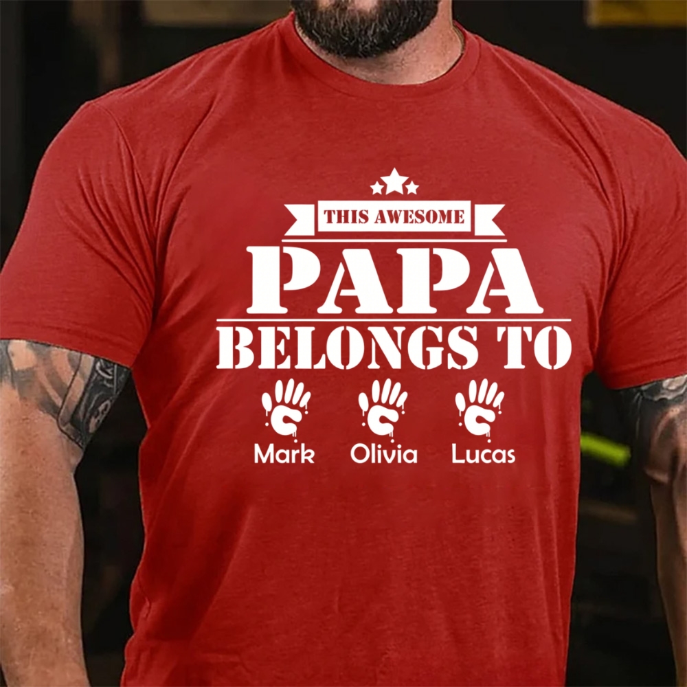 This Awesome Grandpa Belongs To Custom Kids Names T-Shirt