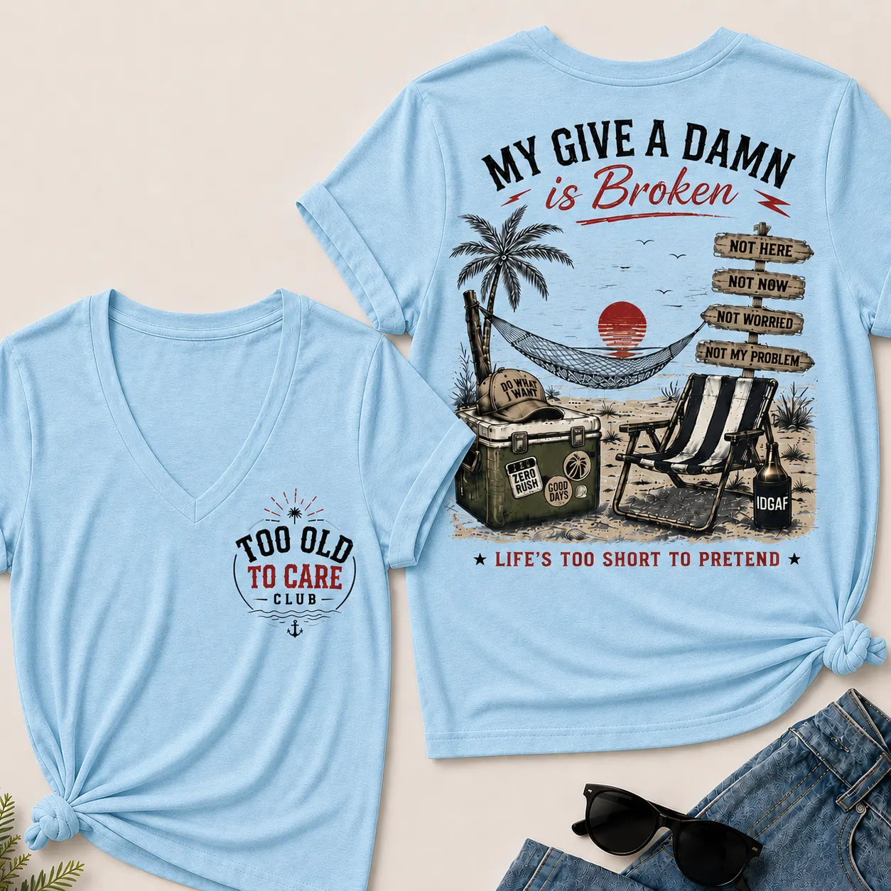 Women's My Give A Damn Is Broken V-Neck T-Shirt