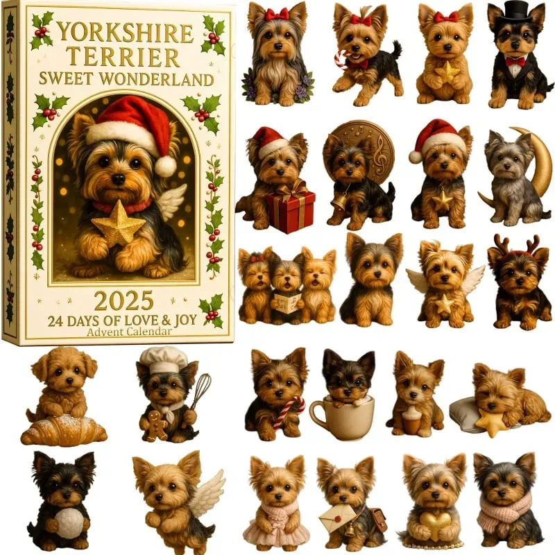 🌲Christmas Gift--🐾 Yorkshire Terrier Sweet Wonderland Advent Calendar 2025 🎄