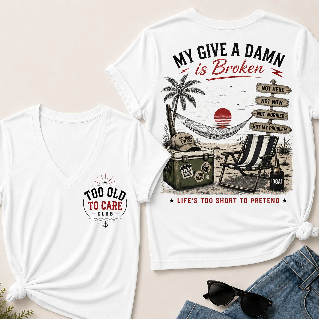 Women's My Give A Damn Is Broken V-Neck T-Shirt