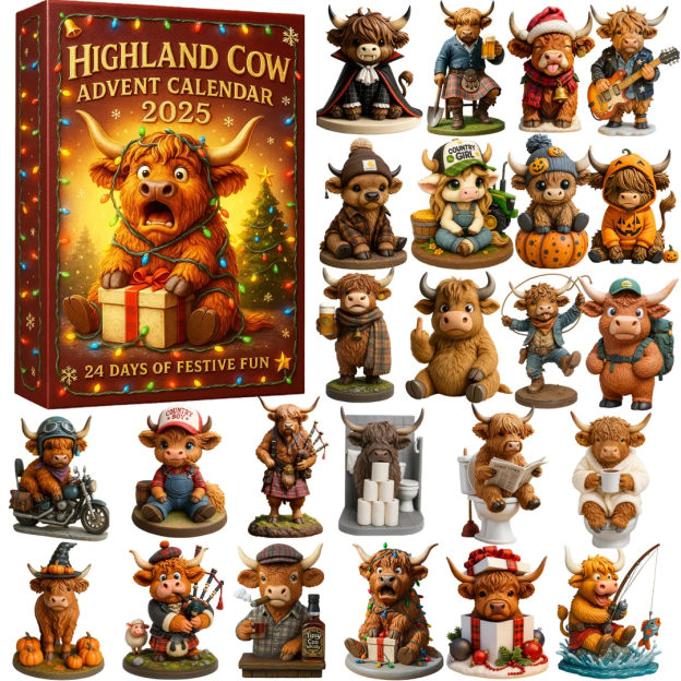 🐮Highland Cow Advent Calendar 2025🎄✨ - 3D Handmade Highland Cow Doll(24Pcs)