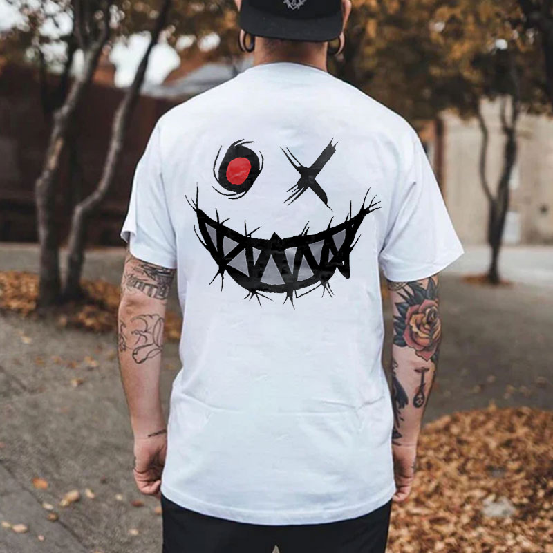 Evil Emoji Graphic White Print Men's T-shirt