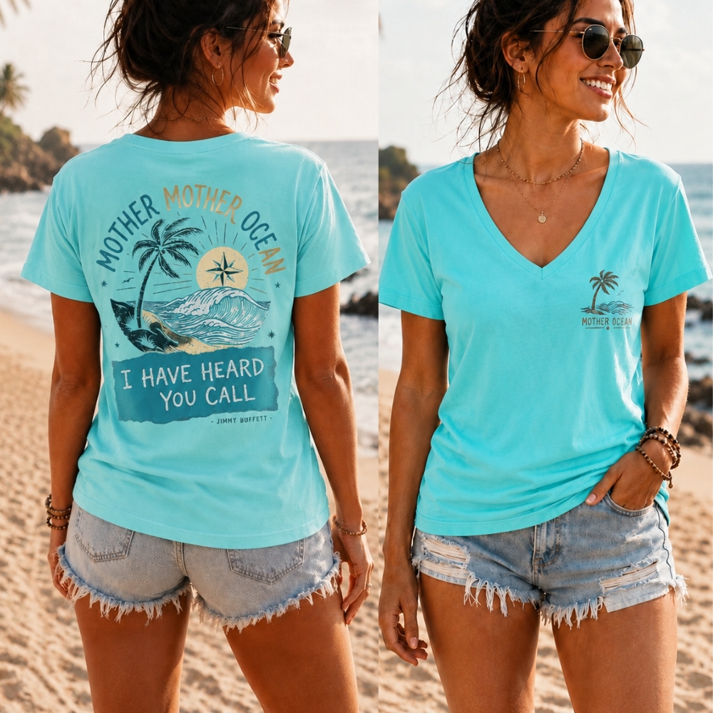 Mother Ocean Vintage Tee V-neck shirt ,Women-Tank