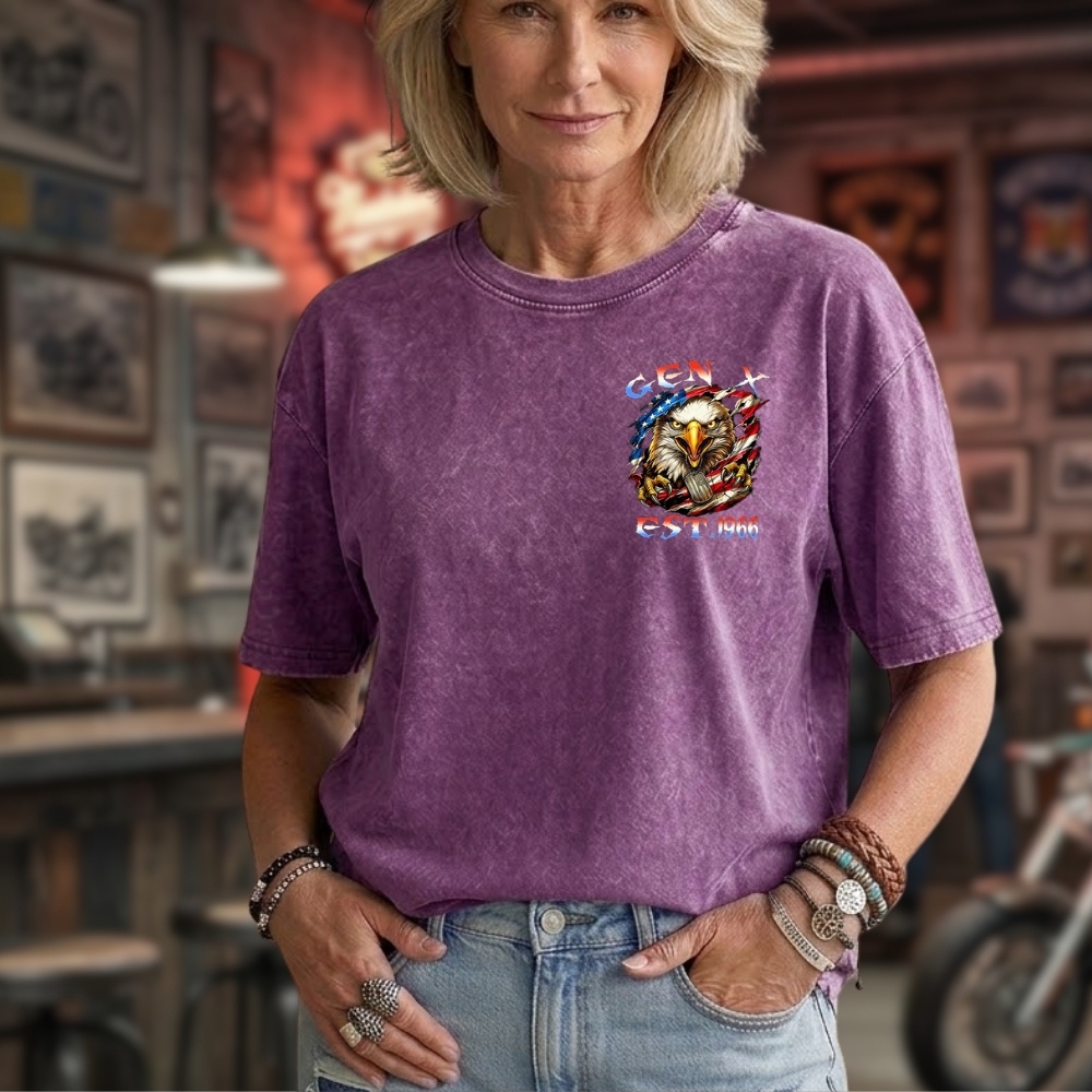 I May Be Old But I Got To See The Usa Before It Went To Shit Custom Year Gen X, Boomer  Unisex 100% Heavyweight Cotton Washed T-Shirt