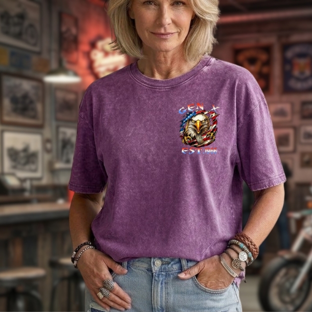 I May Be Old But I Got To See The Usa Before It Went To Shit Custom Year Gen X, Boomer  Unisex 100% Heavyweight Cotton Washed T-Shirt