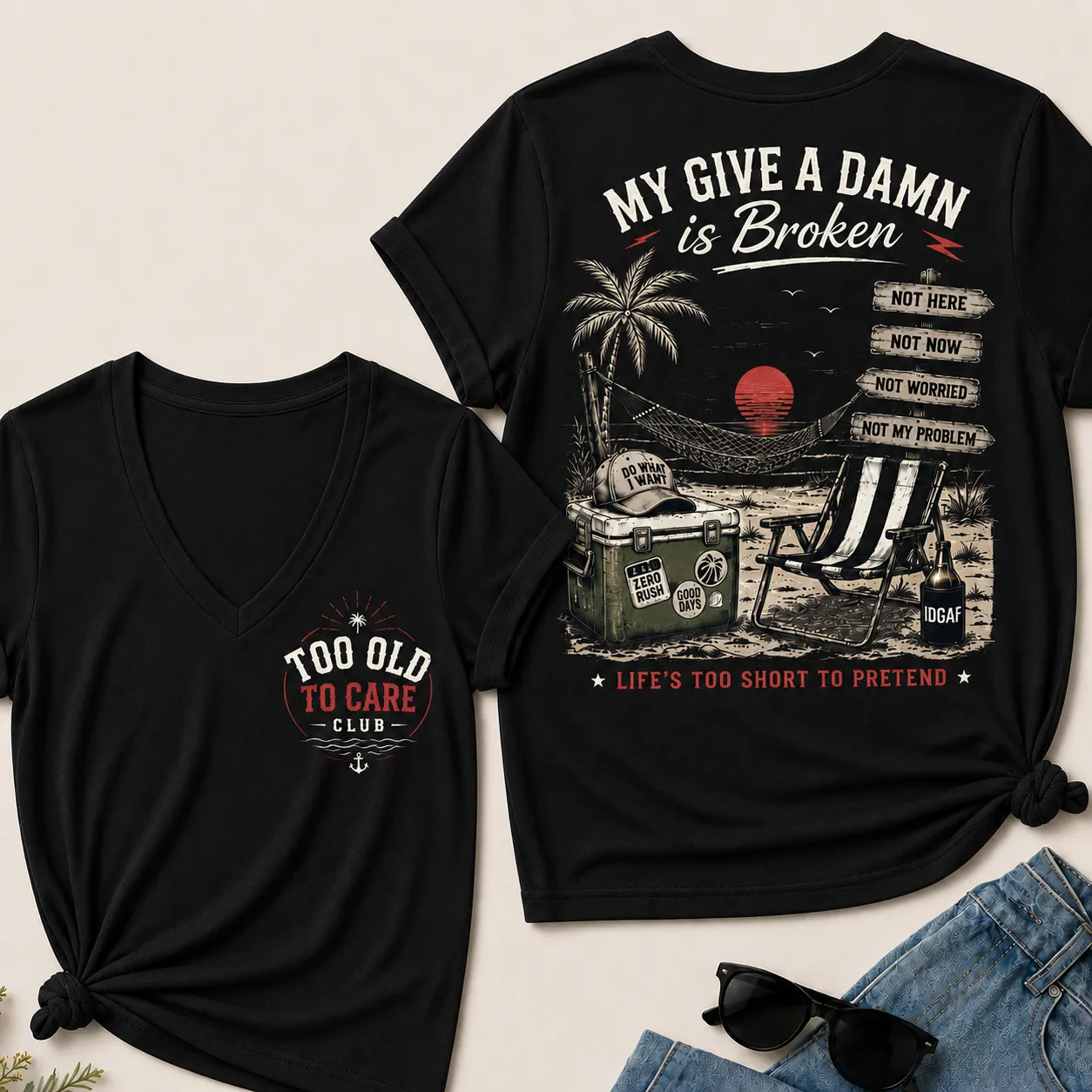 Women's My Give A Damn Is Broken V-Neck T-Shirt
