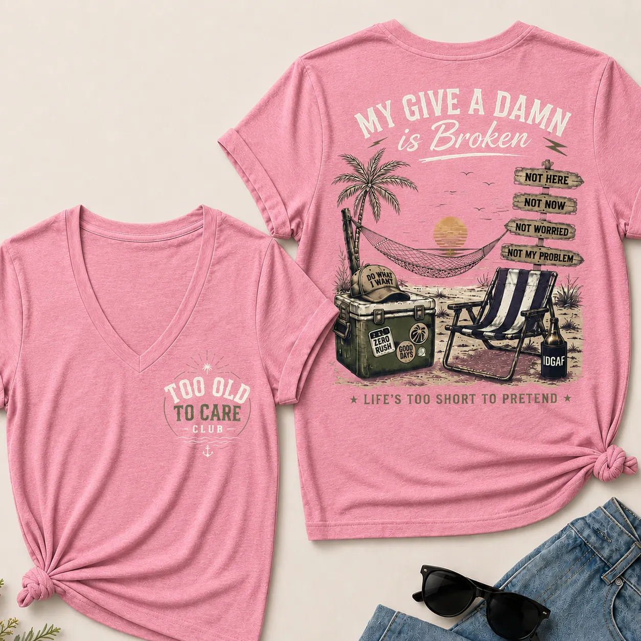 Women's My Give A Damn Is Broken V-Neck T-Shirt