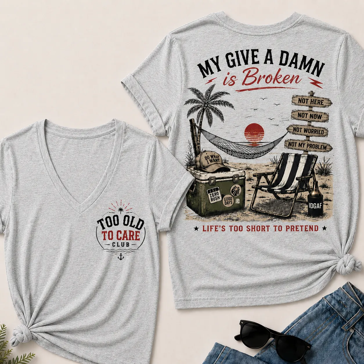 Women's My Give A Damn Is Broken V-Neck T-Shirt