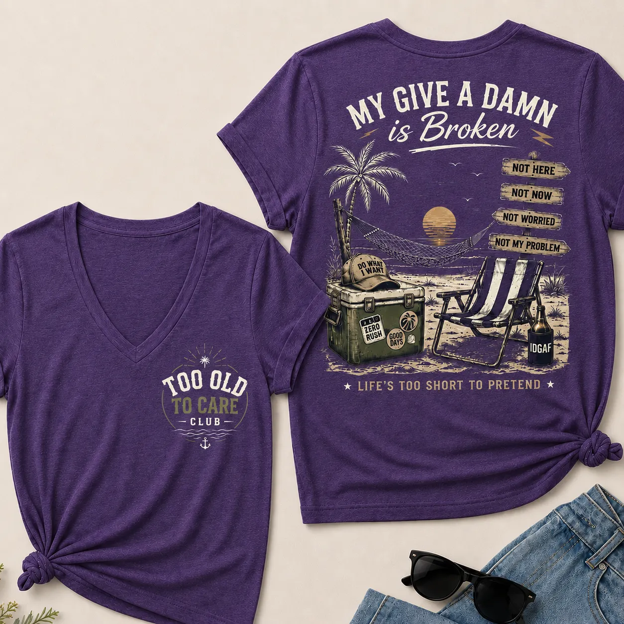 Women's My Give A Damn Is Broken V-Neck T-Shirt