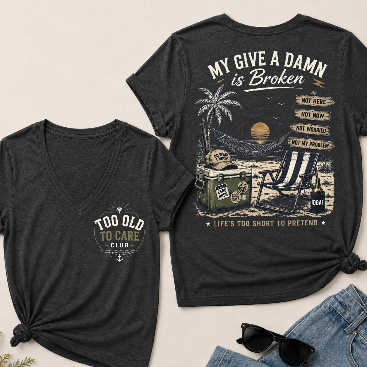 Women's My Give A Damn Is Broken V-Neck T-Shirt