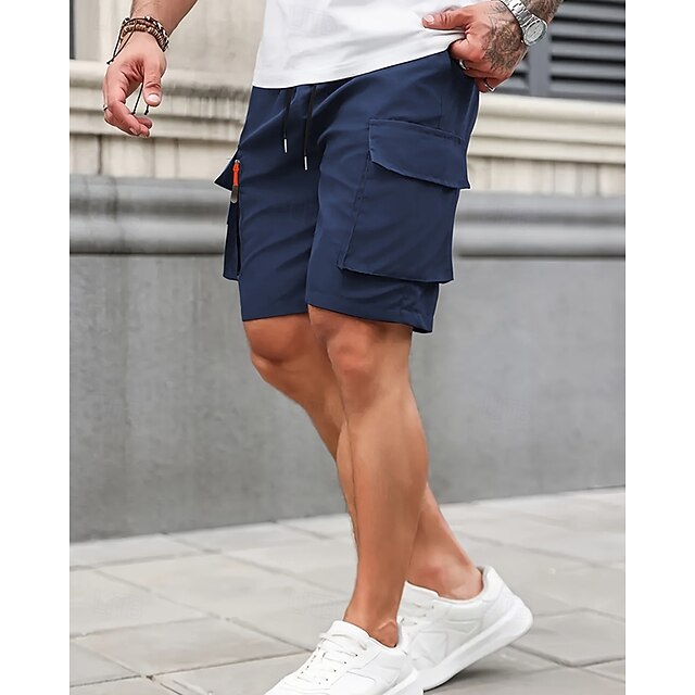 Men's Summer Cargo Shorts | Elastic Waist | Multi-Pocket | Knee Length