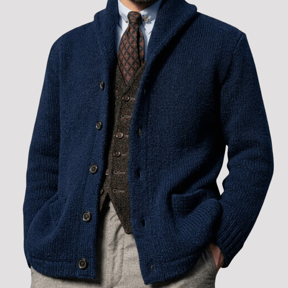Men's Shawl Collar Wool Cardigan | The Hexham