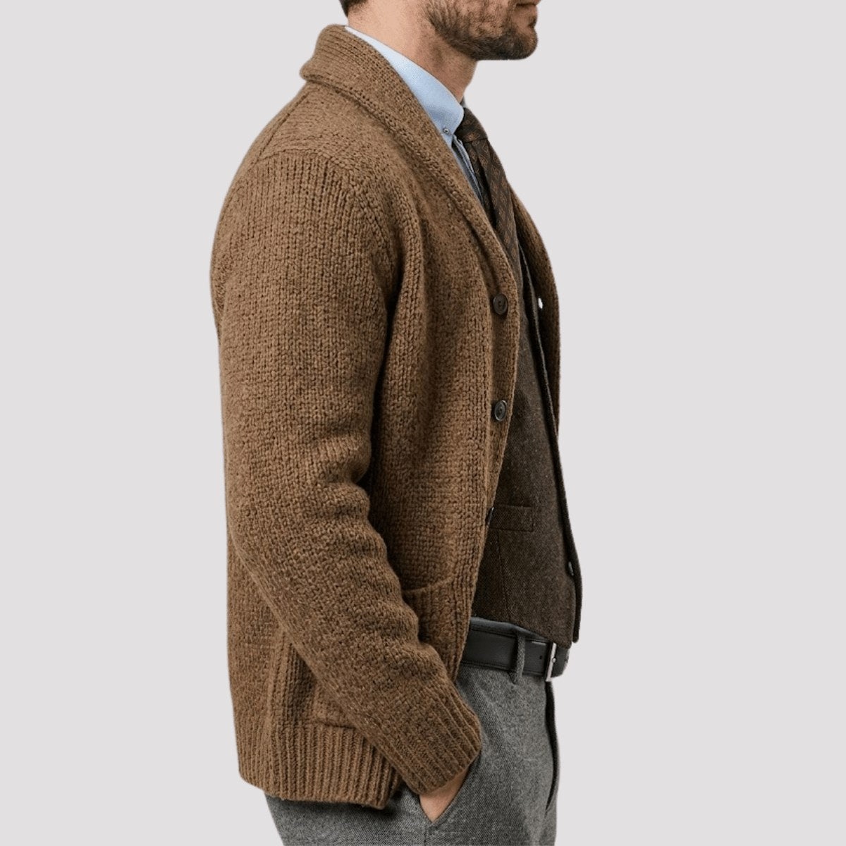 Men's Shawl Collar Wool Cardigan | The Hexham
