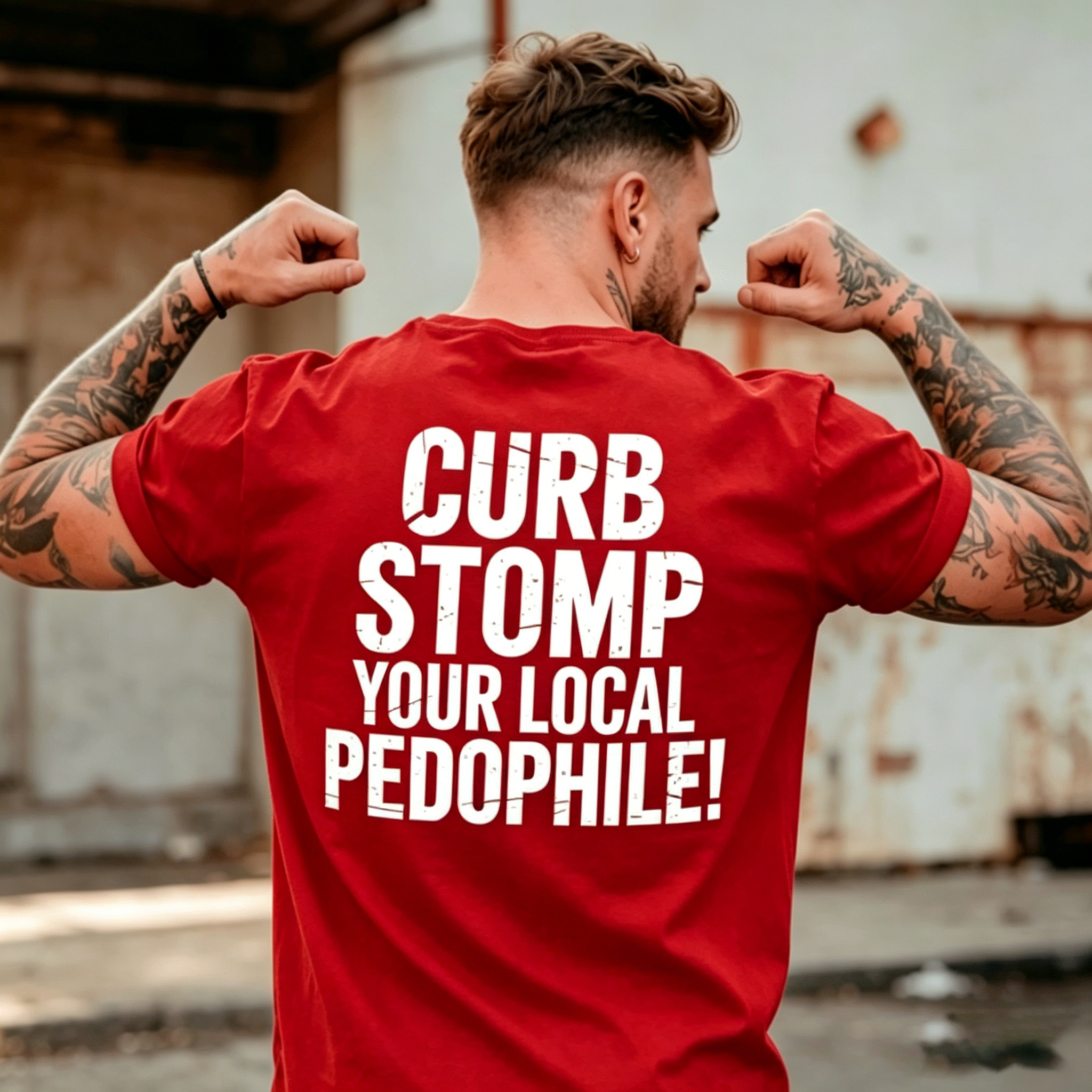 24-Hour Flash Deal👕🖤"CURB STOMP YOUR LOCAL PEDOPHILE" Printed Men's T-shirt
