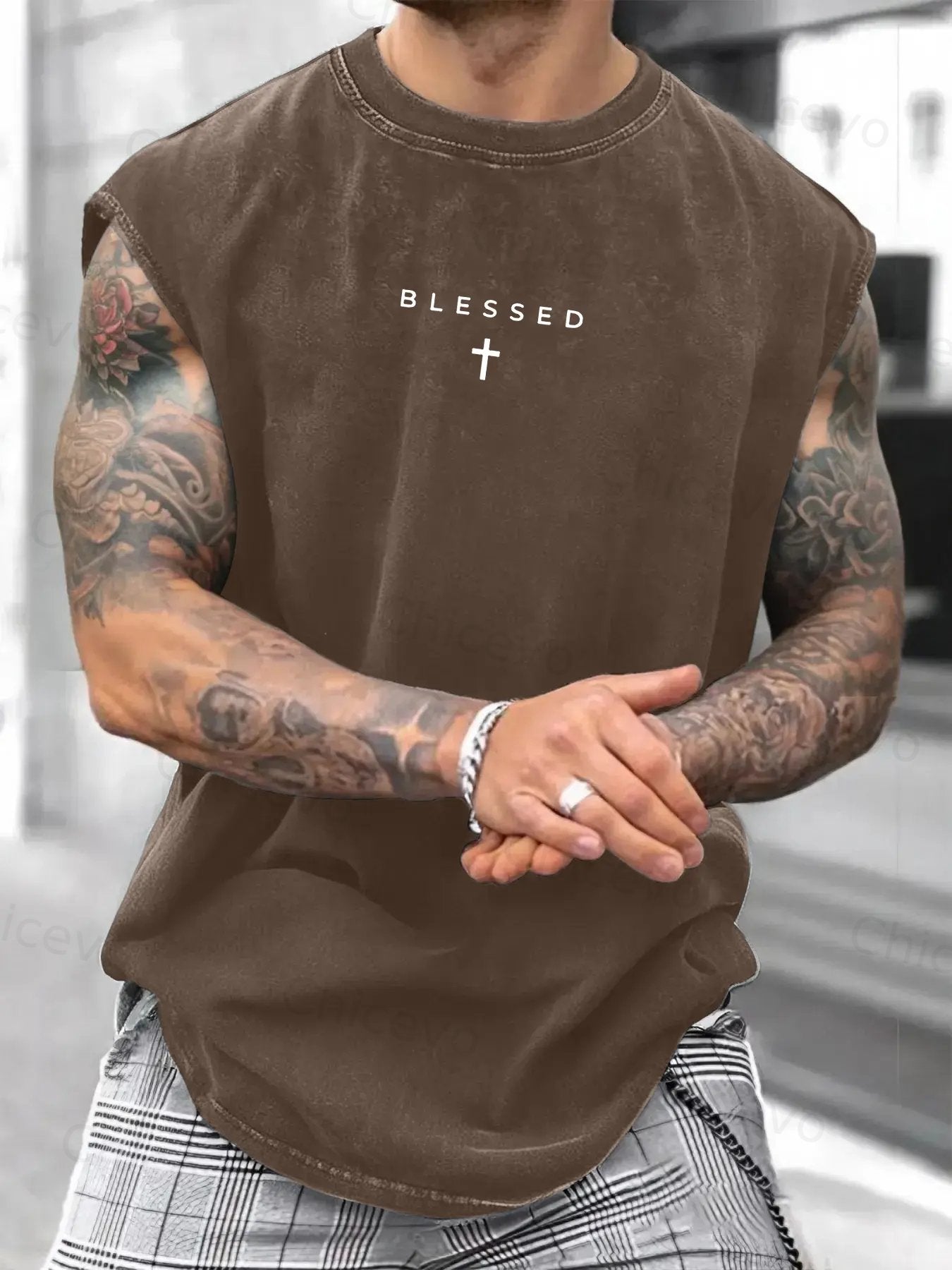 Men's Loose-Fit Sleeveless Short Graphic T-Shirt