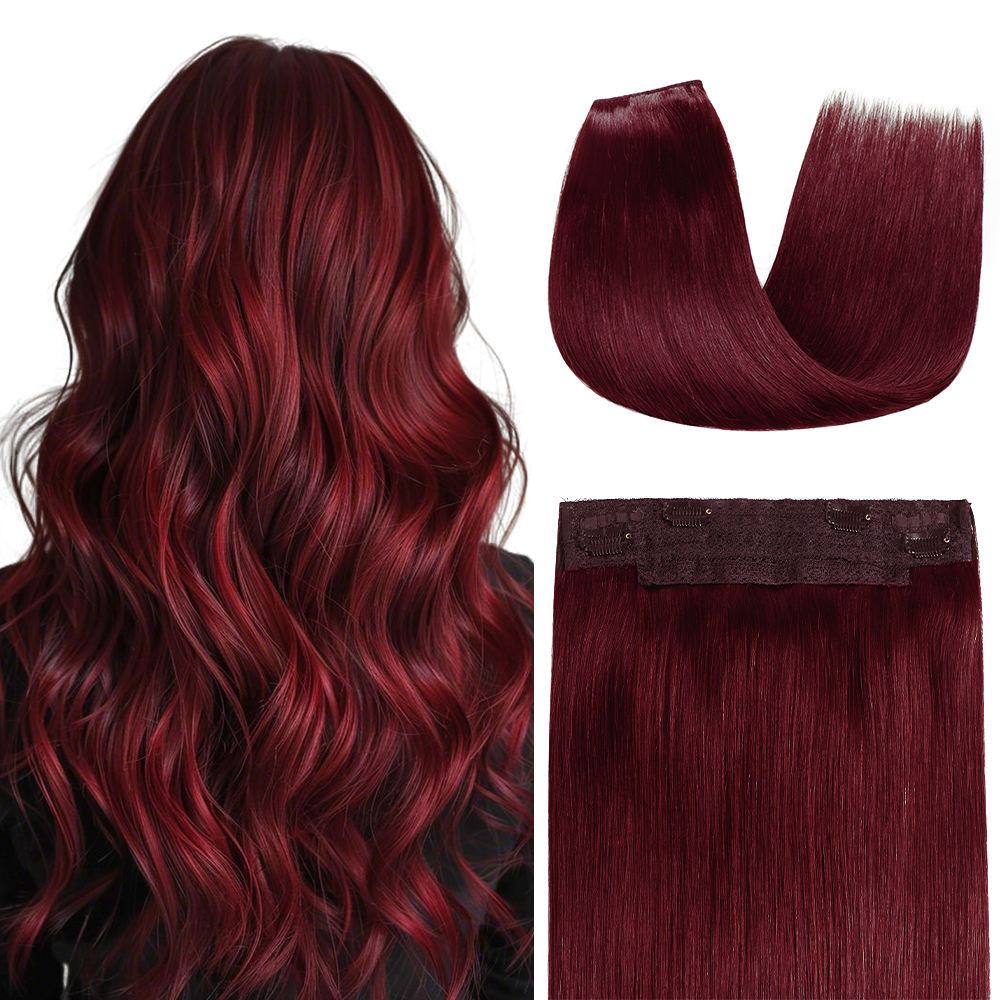 Invisible Wire Hair Extensions (#99J) Burgundy – yilitehair display picture 1