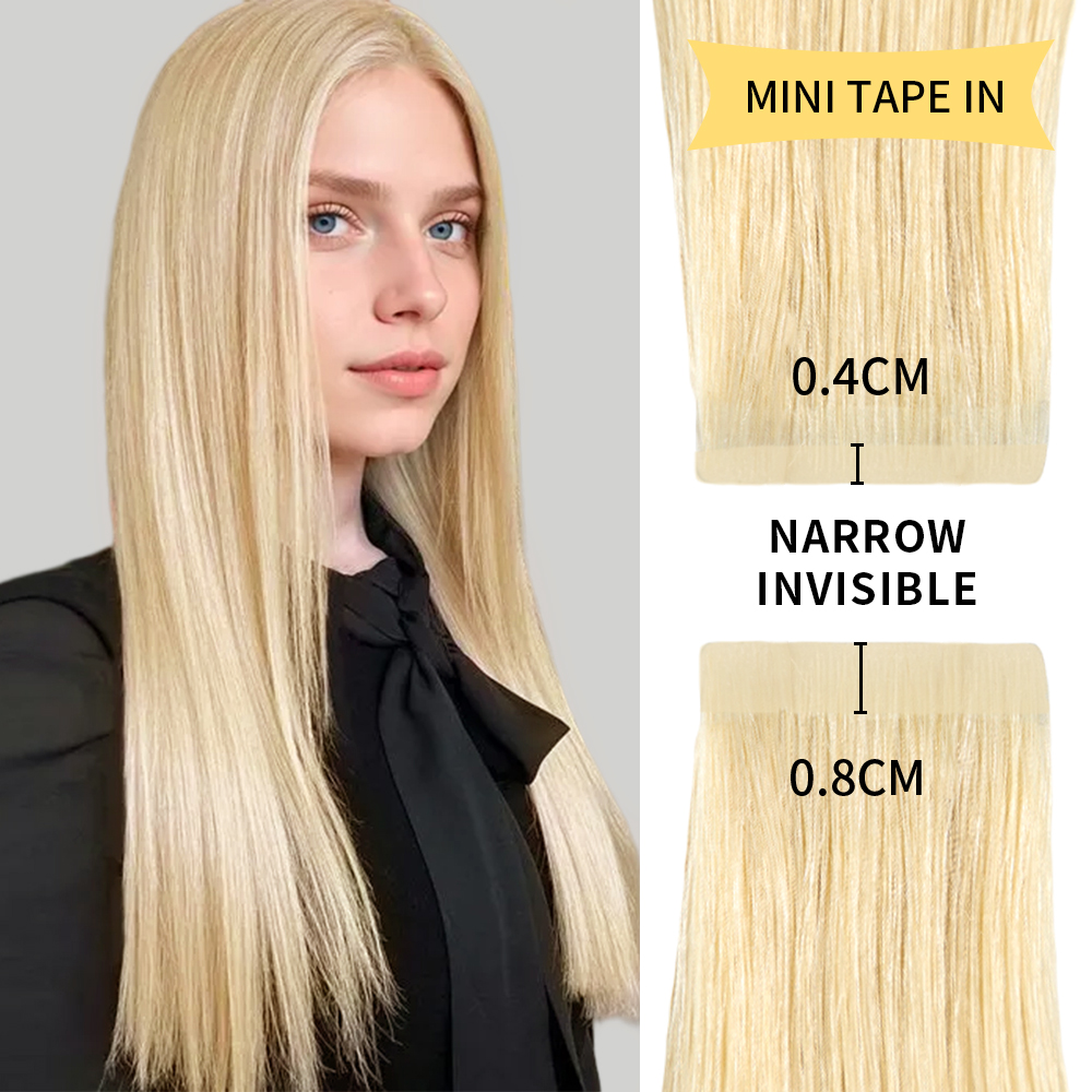 Mini Tape In Hair Extensions (#613) Bleach Blonde – yilitehair