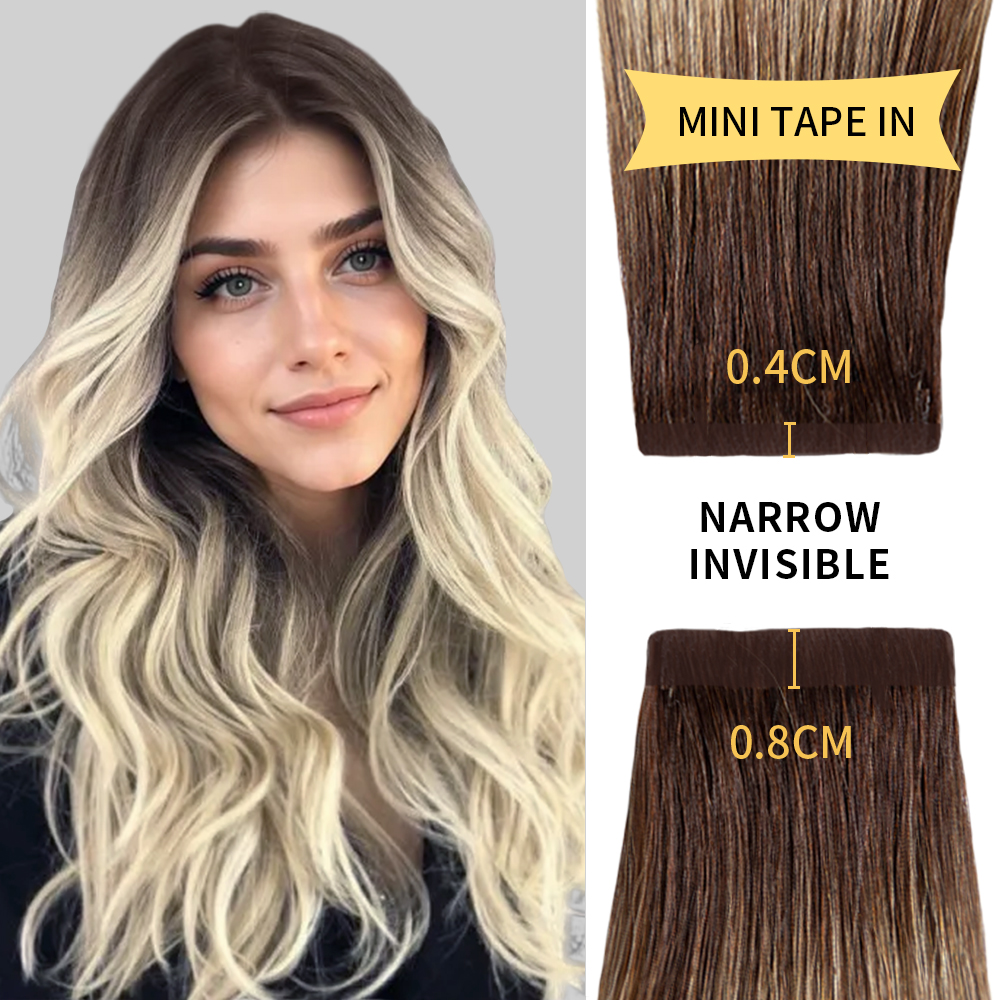 Shoulder Length Tape In Extensions With Thin Hair Mini Tape In