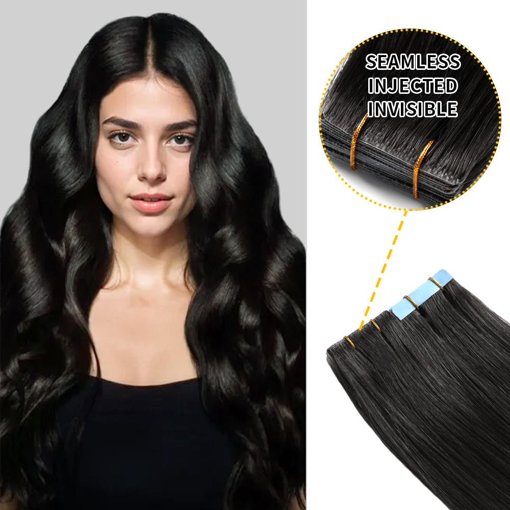 Invisible Seamless Tape in Virgin Human Hair Extensions Off Black