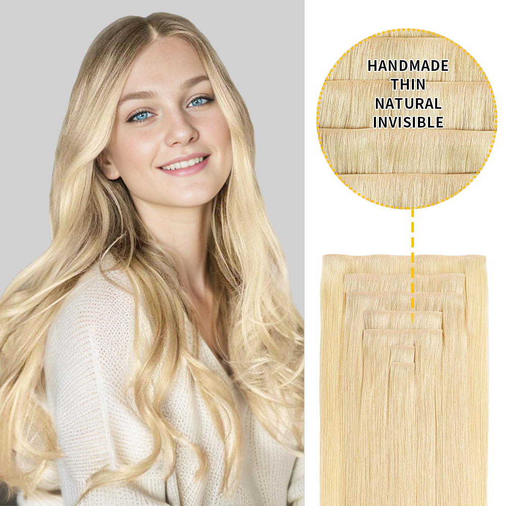 Seamless Clip In Hair Extensions (#613) Bleach Blonde  display picture 3