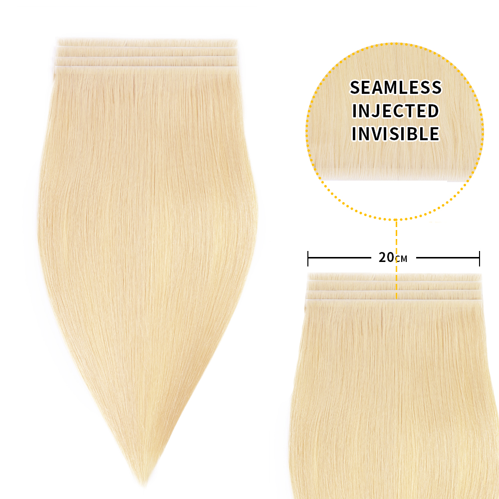✨ 20” #6 to #613  BALAYAGE HUMAN HAIR TAPE INS*NWT Invisible Tape In Weft (#613) Bleach Blonde – yilitehair main image 4