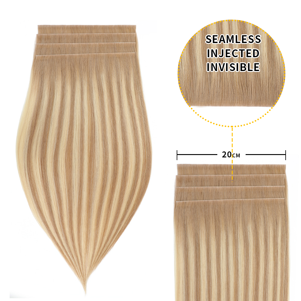 YILITE (#T18/18/613) Ash Blonde Balayage Tape Weft Hair Extensions 20CM 4Pcs