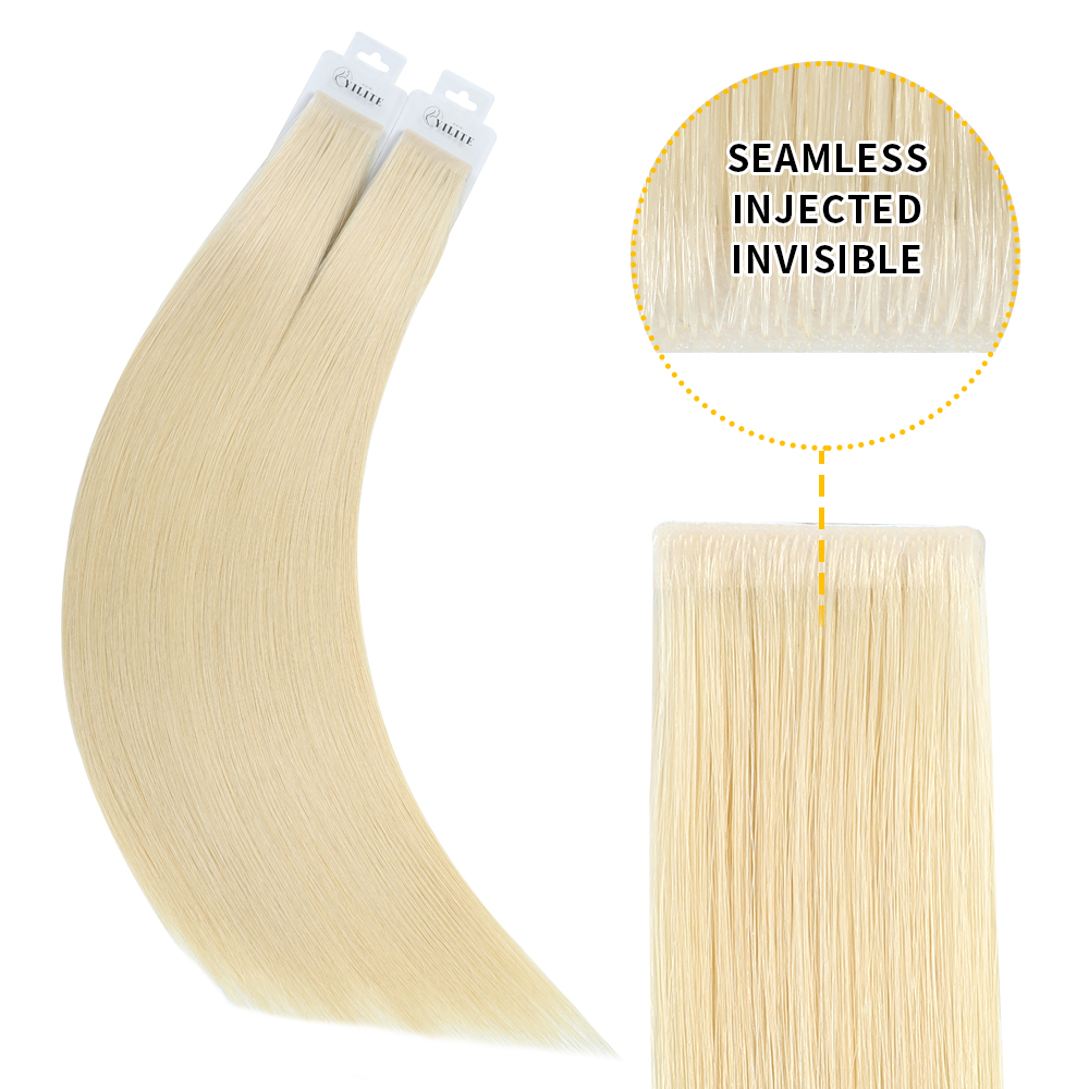 (#60) Platinum Blonde Invisible Tape In Extensions 20Pcs