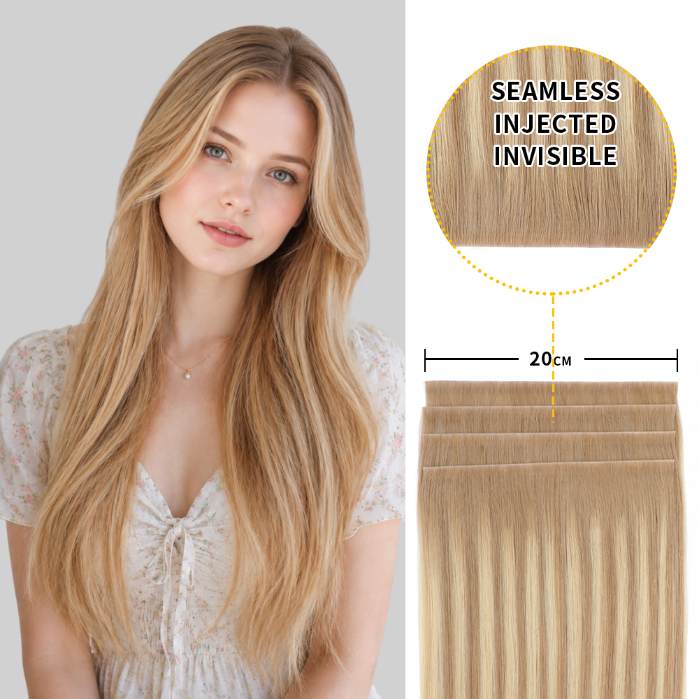 Yilite (#T18/P18/613) Ash Blonde Balayage Tape Weft Hair Extensions