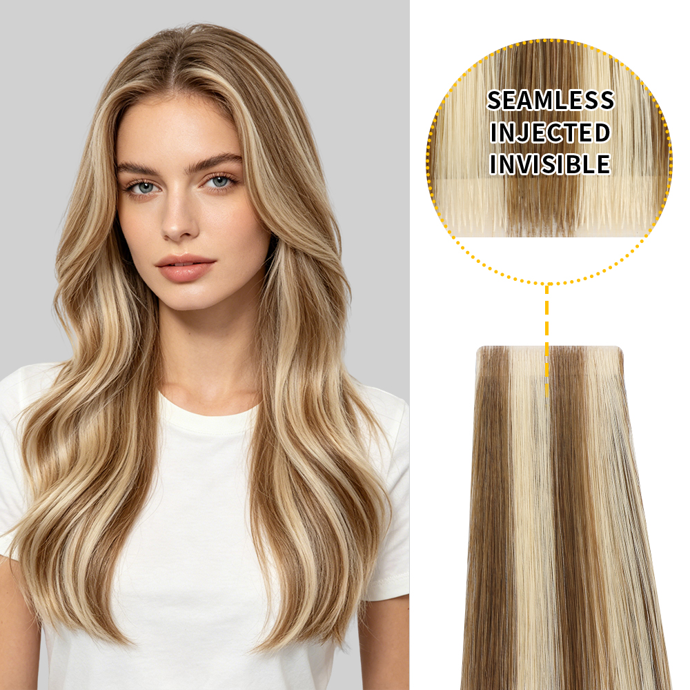 Yilite (#P6/613) Chestnut Brown Balayage Invisible Tape In Extensions 20Pcs