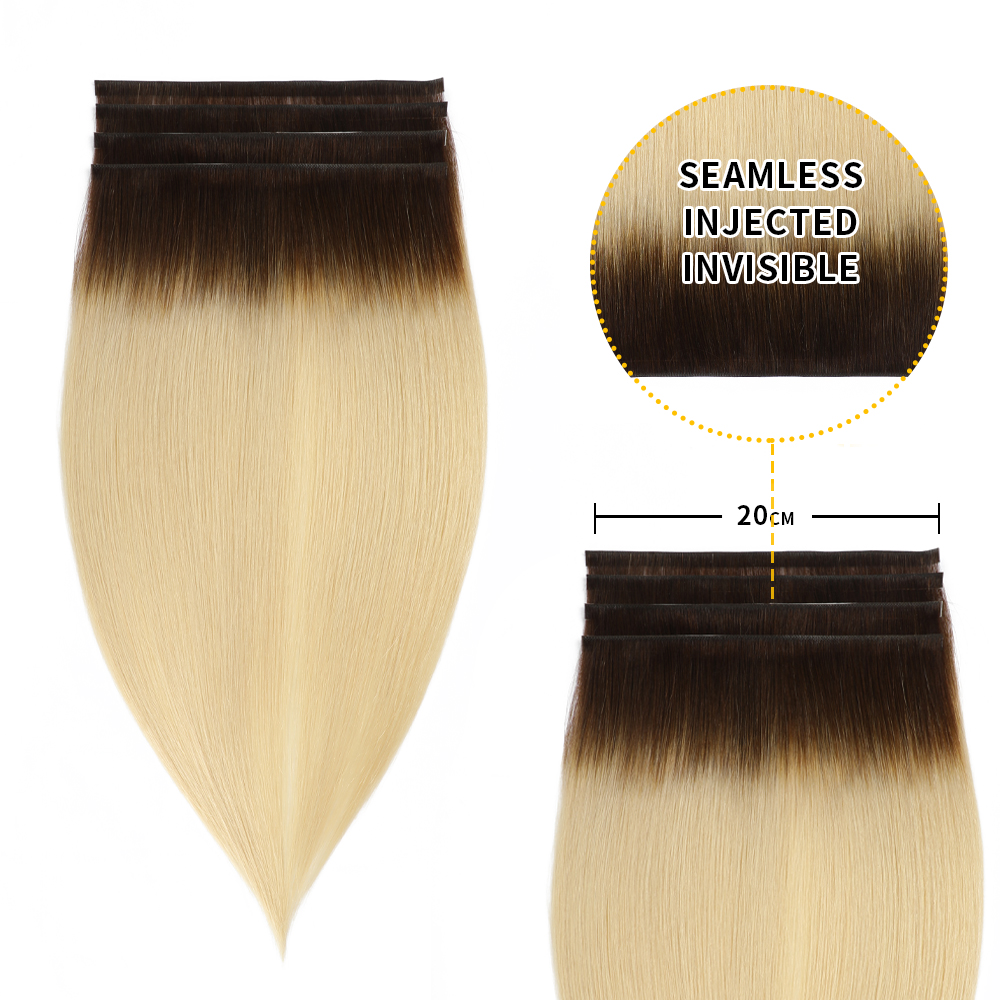 YILITE (#T2/60) Darkest Brown to Platinum Blonde Tape Weft Hair Extensions 20CM 4Pcs
