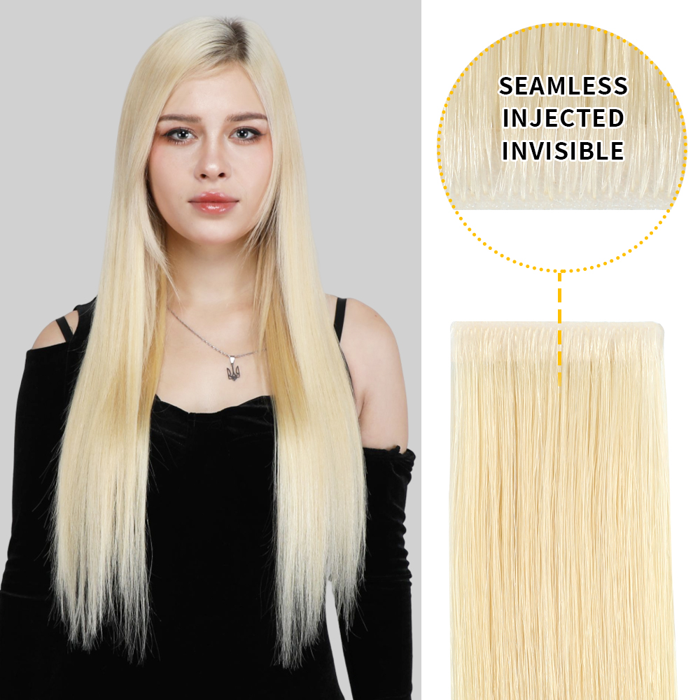 (#60) Platinum Blonde Invisible Tape In Extensions 20Pcs
