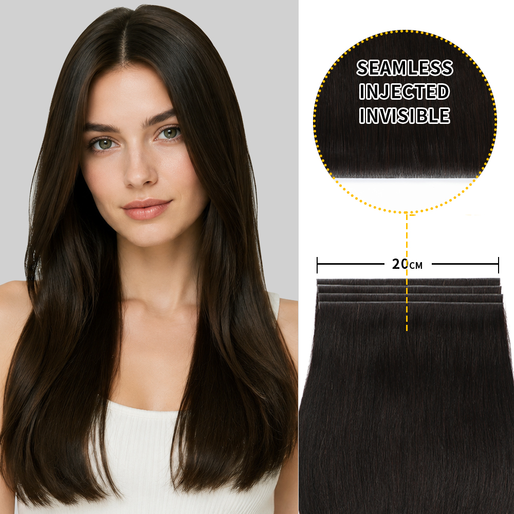 20 Inch Human Hair Tape In Extensions 60g Invisible Weft Reusable 20-60pcs Tape In 100% Real Remy Human Hair Extensions Skin  main image 4