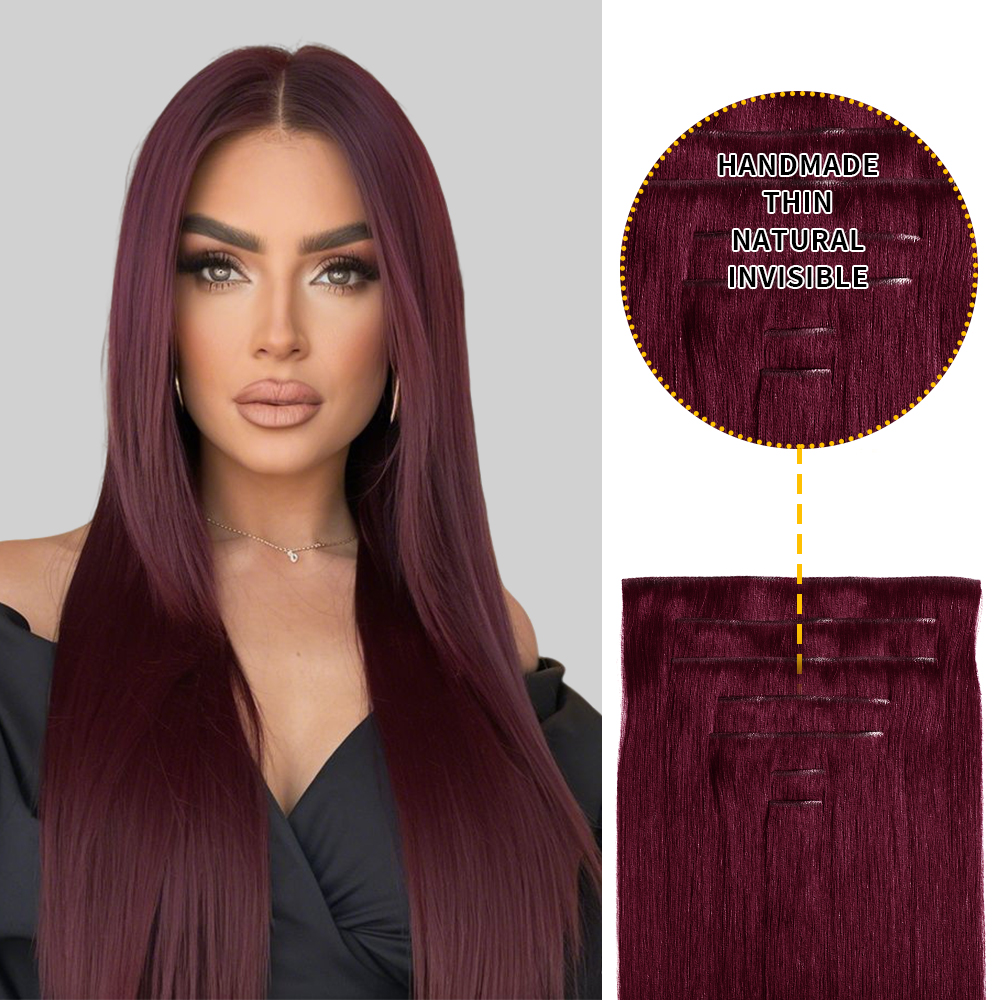 YILITE Seamless Clip Ins (#99J) Burgundy – yilitehair display picture 1