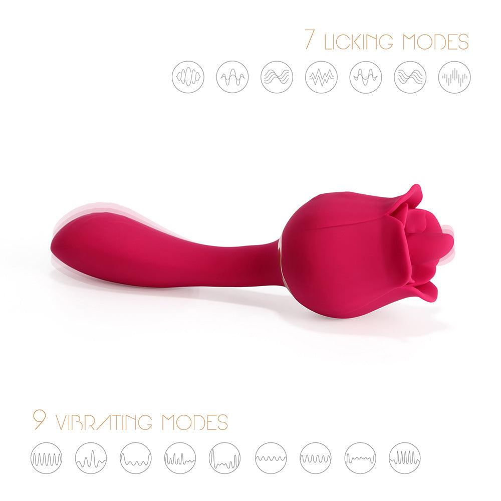 Rose Clit Licking Tongue Vibrator & G Spot Massager