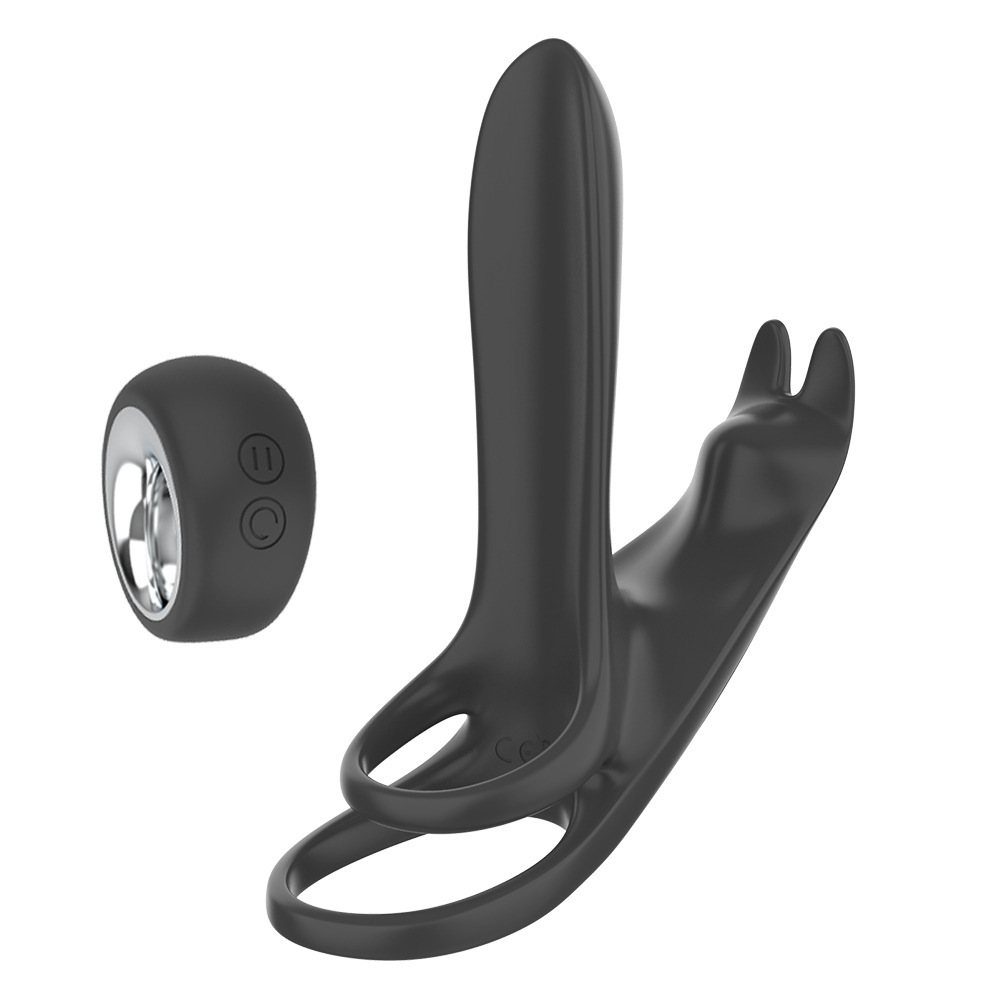 BLACK FOX Remote Control Vibrating Girth Enhancer Penis Sleeve & Clit Stimulator