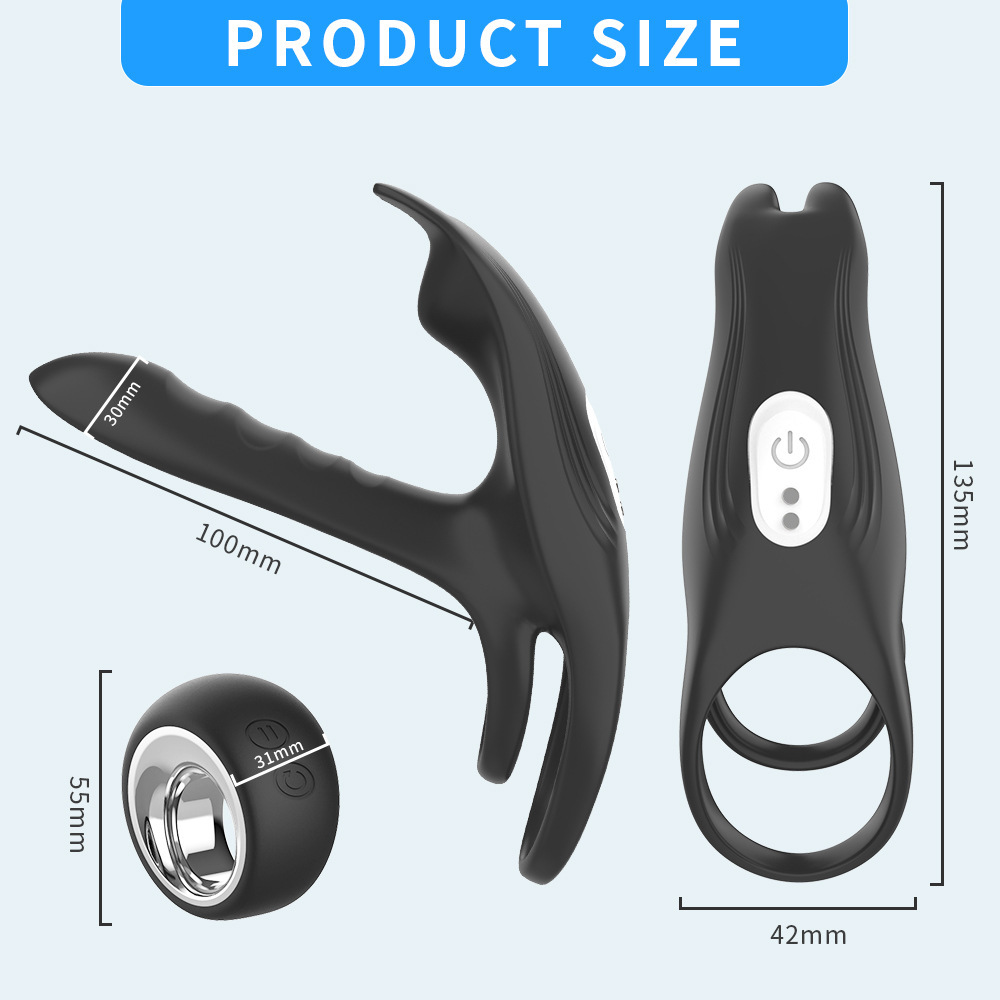 BLACK FOX Remote Control Vibrating Girth Enhancer Penis Sleeve & Clit Stimulator