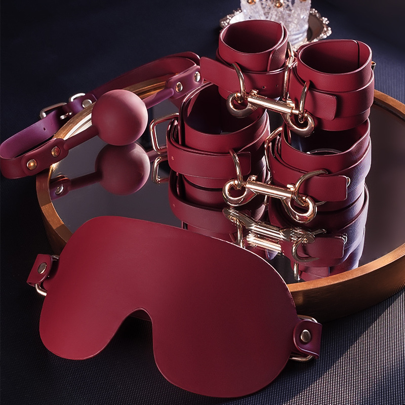 RED PASSION 8 Piece Vegan Leather Bondage Kit