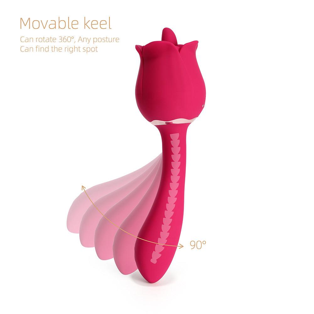 Rose Clit Licking Tongue Vibrator & G Spot Massager