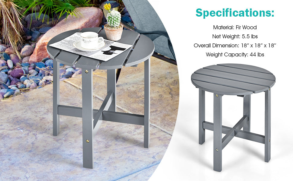18’’ Outdoor Round Bistro Side Table Wood Slat End Table for Garden