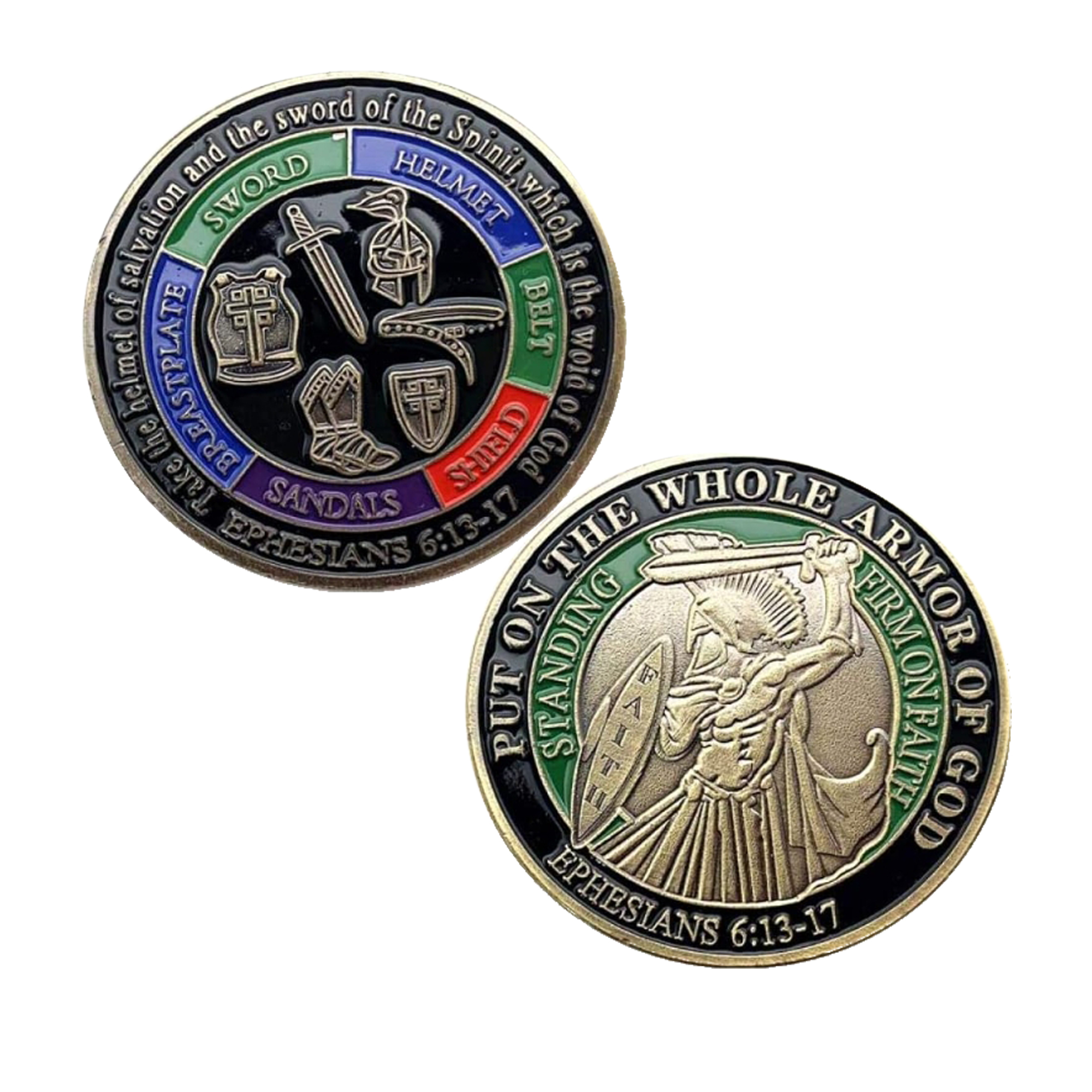 Inspirational Scripture Defend The Faith Armor of God Coin