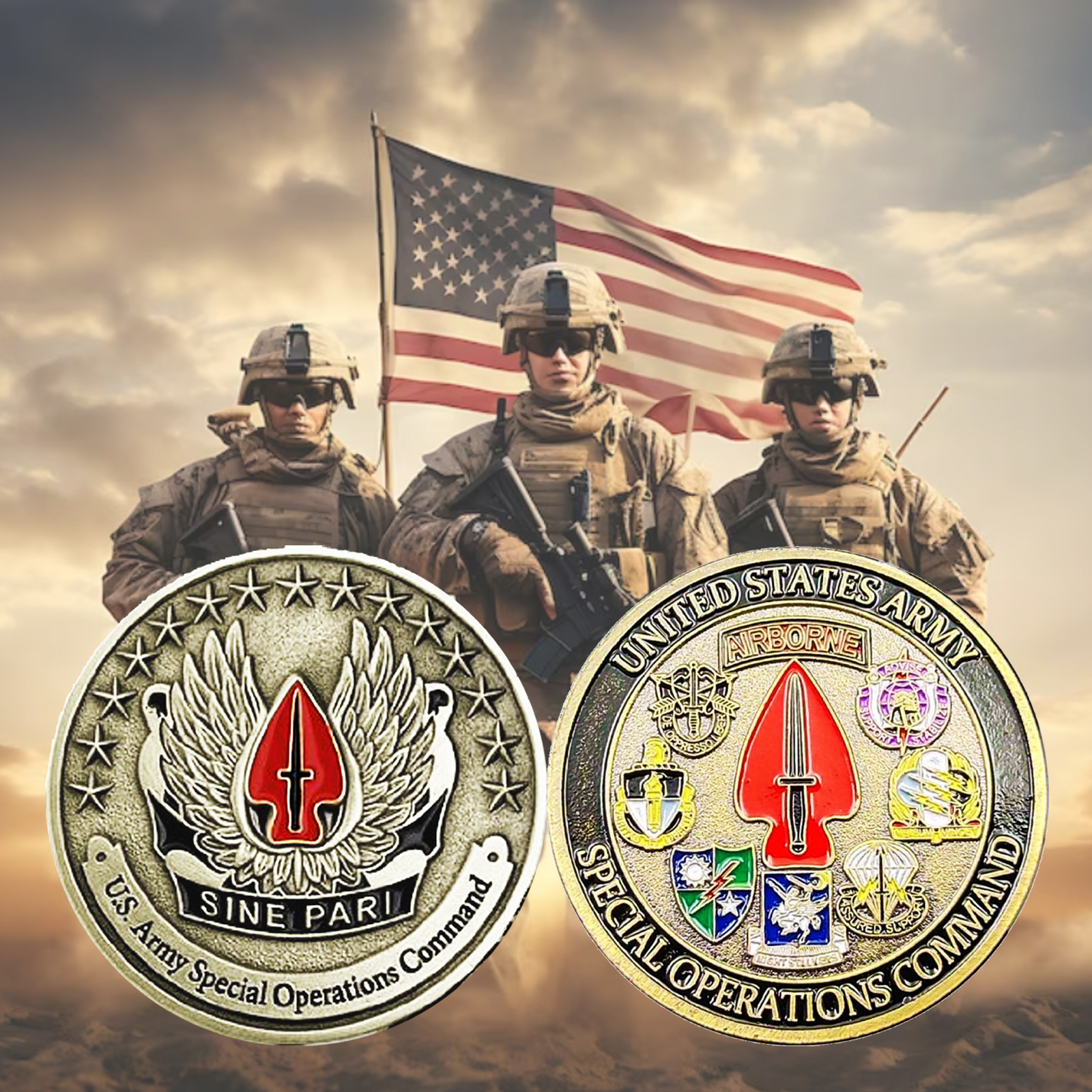 Military Fan Badge American Painted Commemorative Medals Coins