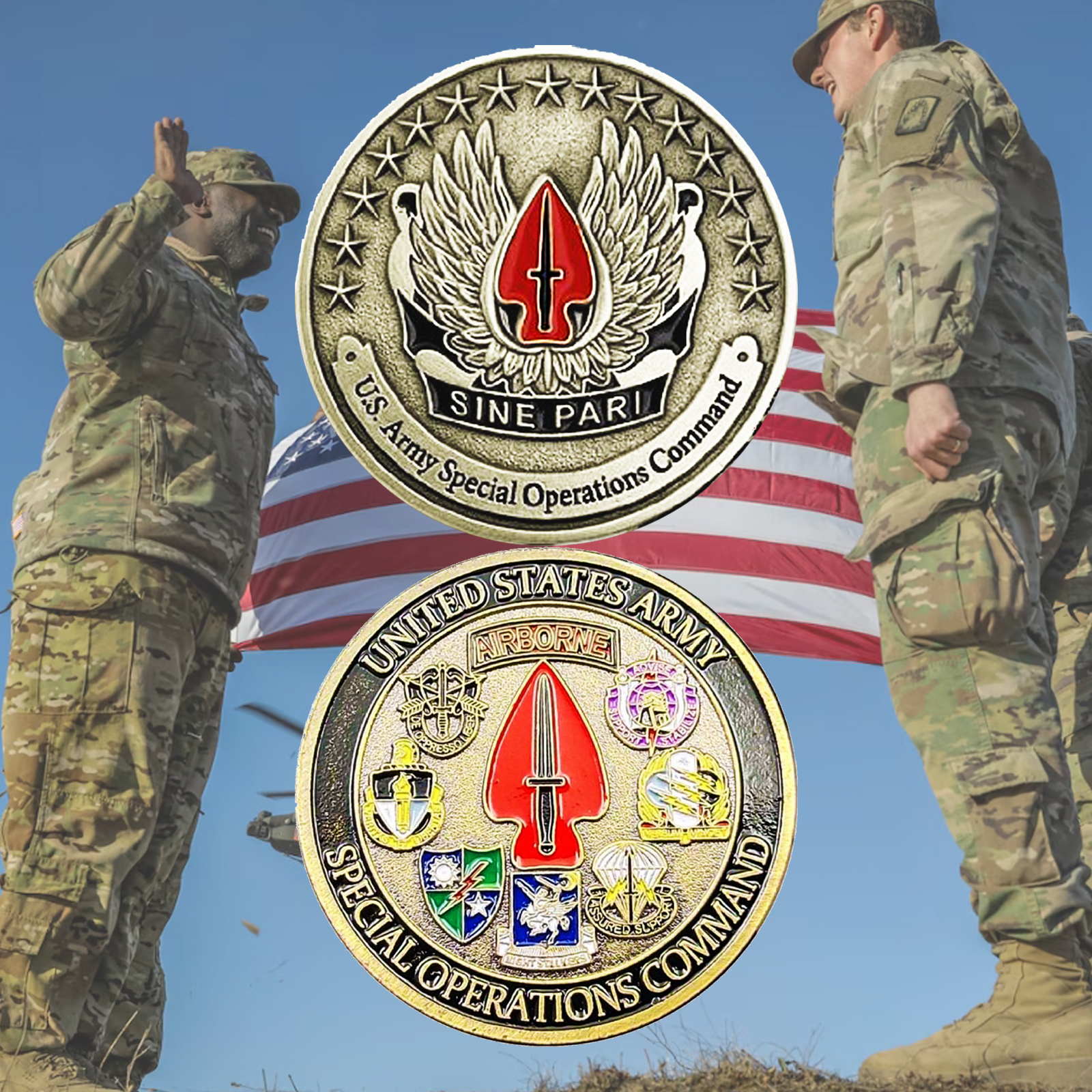Military Fan Badge American Painted Commemorative Medals Coins