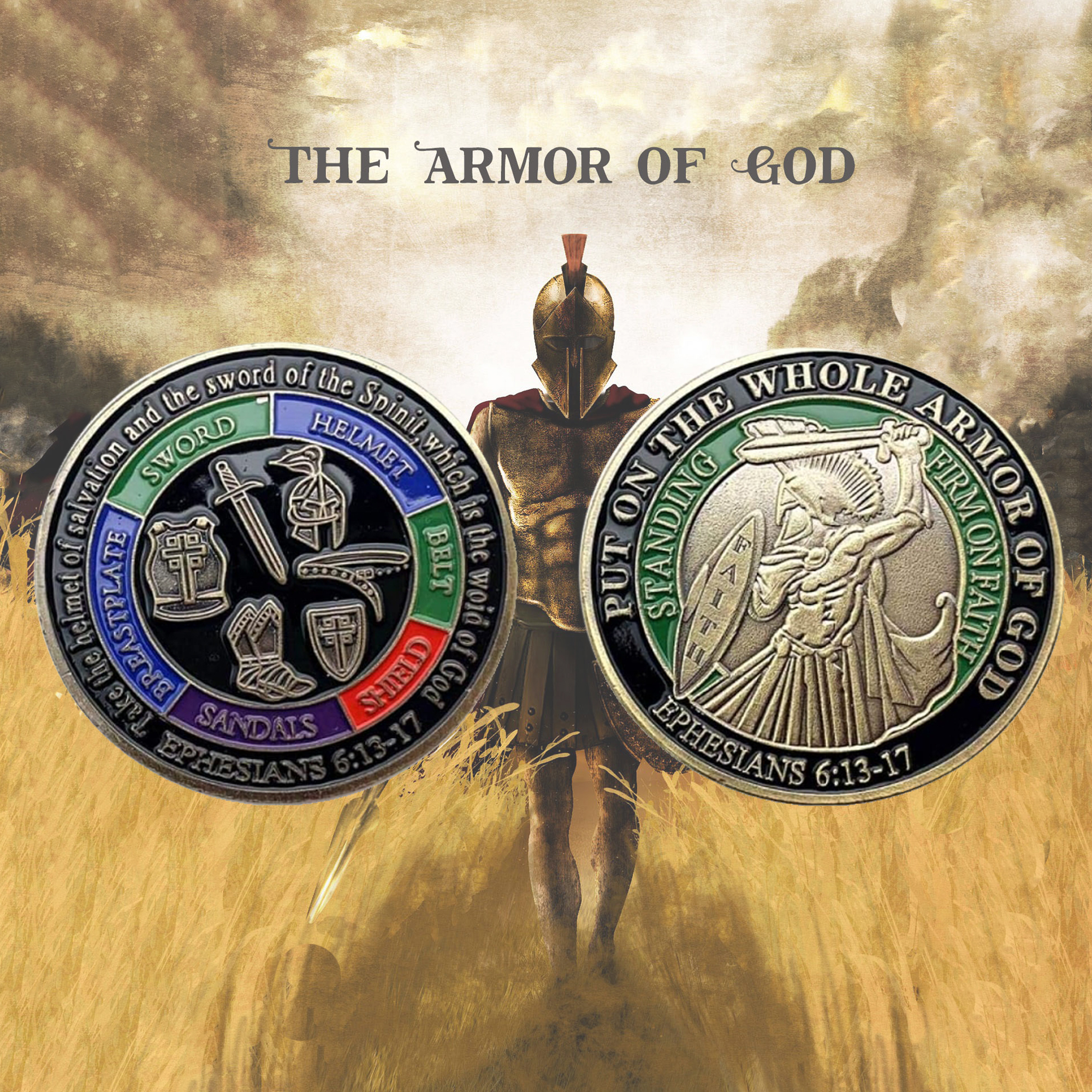 Inspirational Scripture Defend The Faith Armor of God Coin