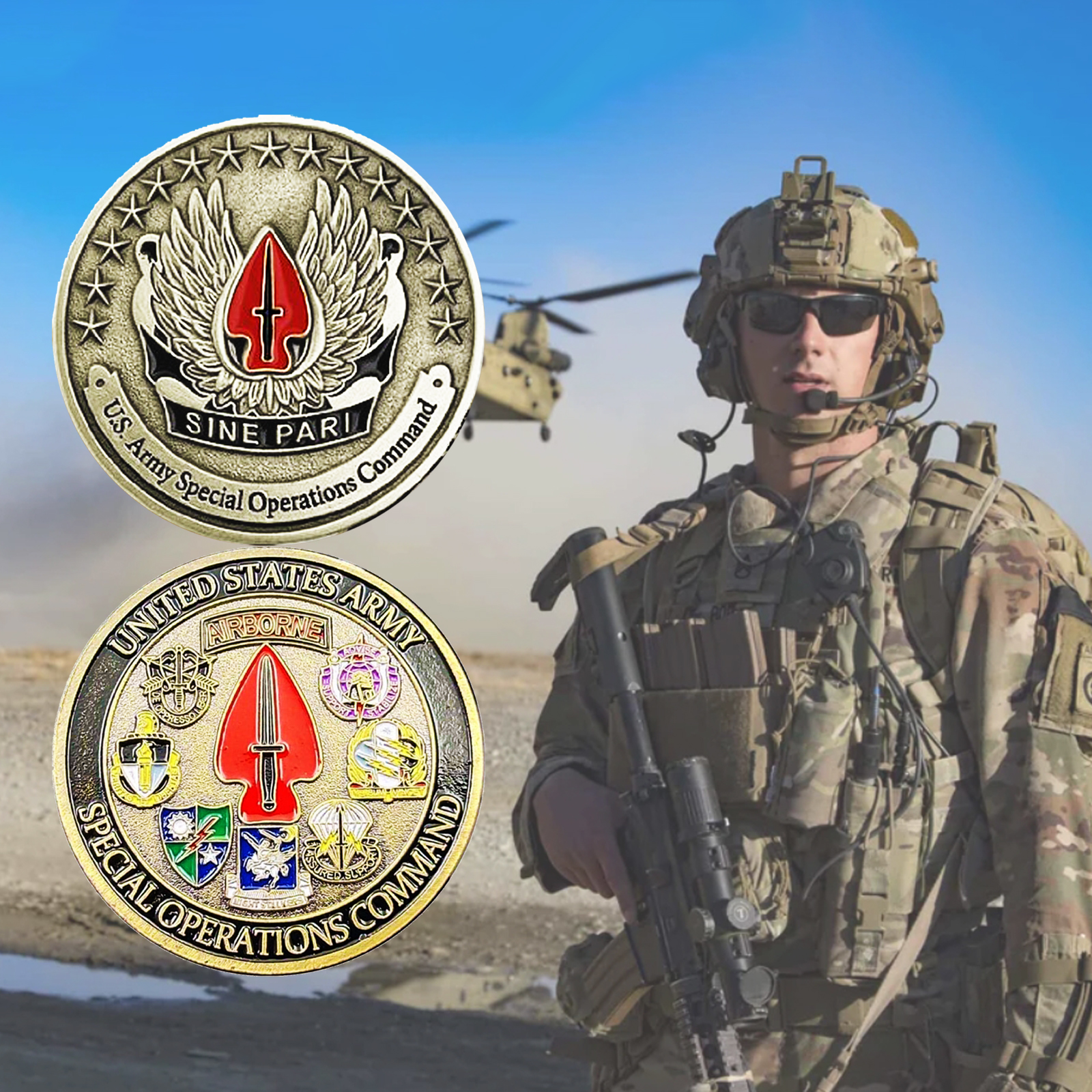 Military Fan Badge American Painted Commemorative Medals Coins