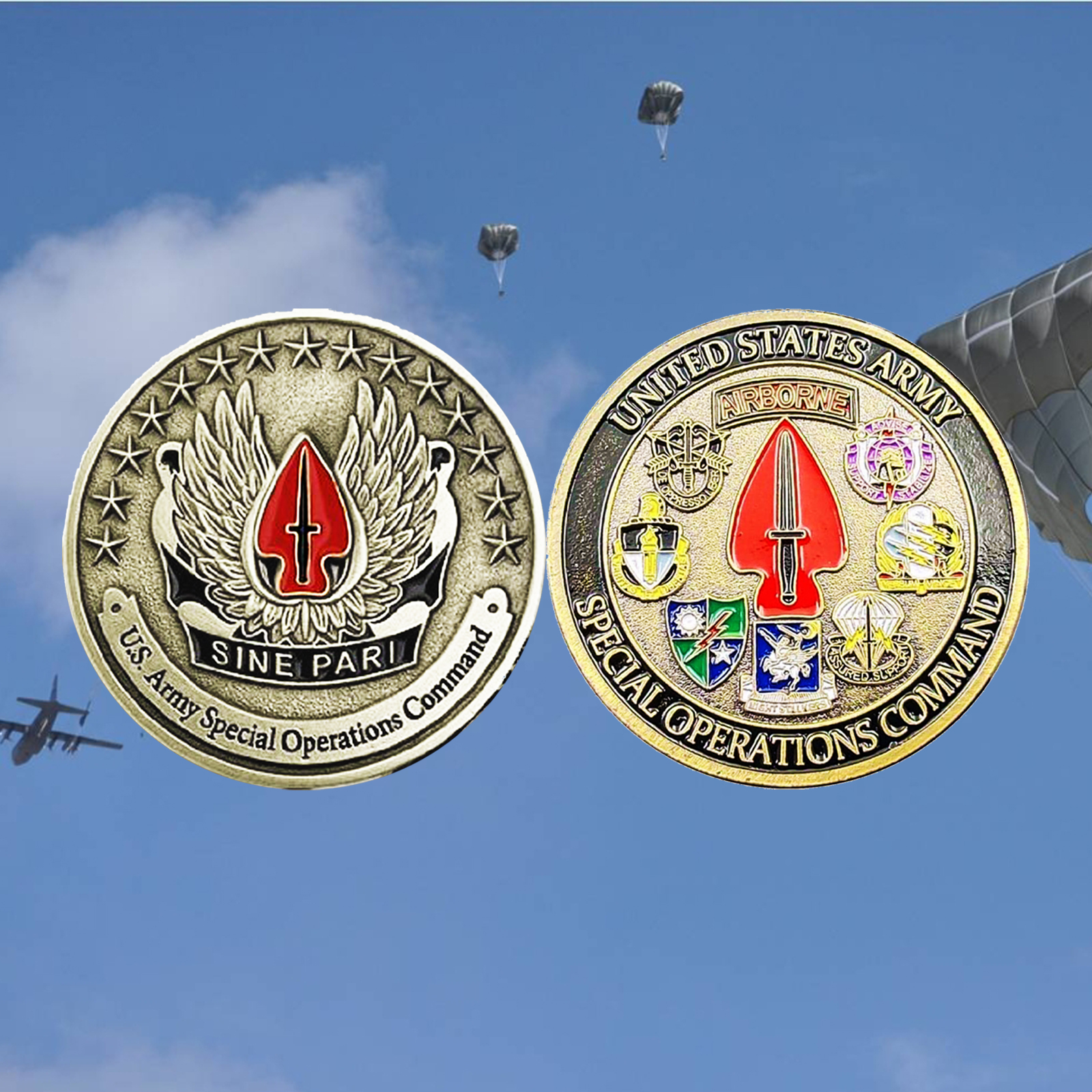 Military Fan Badge American Painted Commemorative Medals Coins